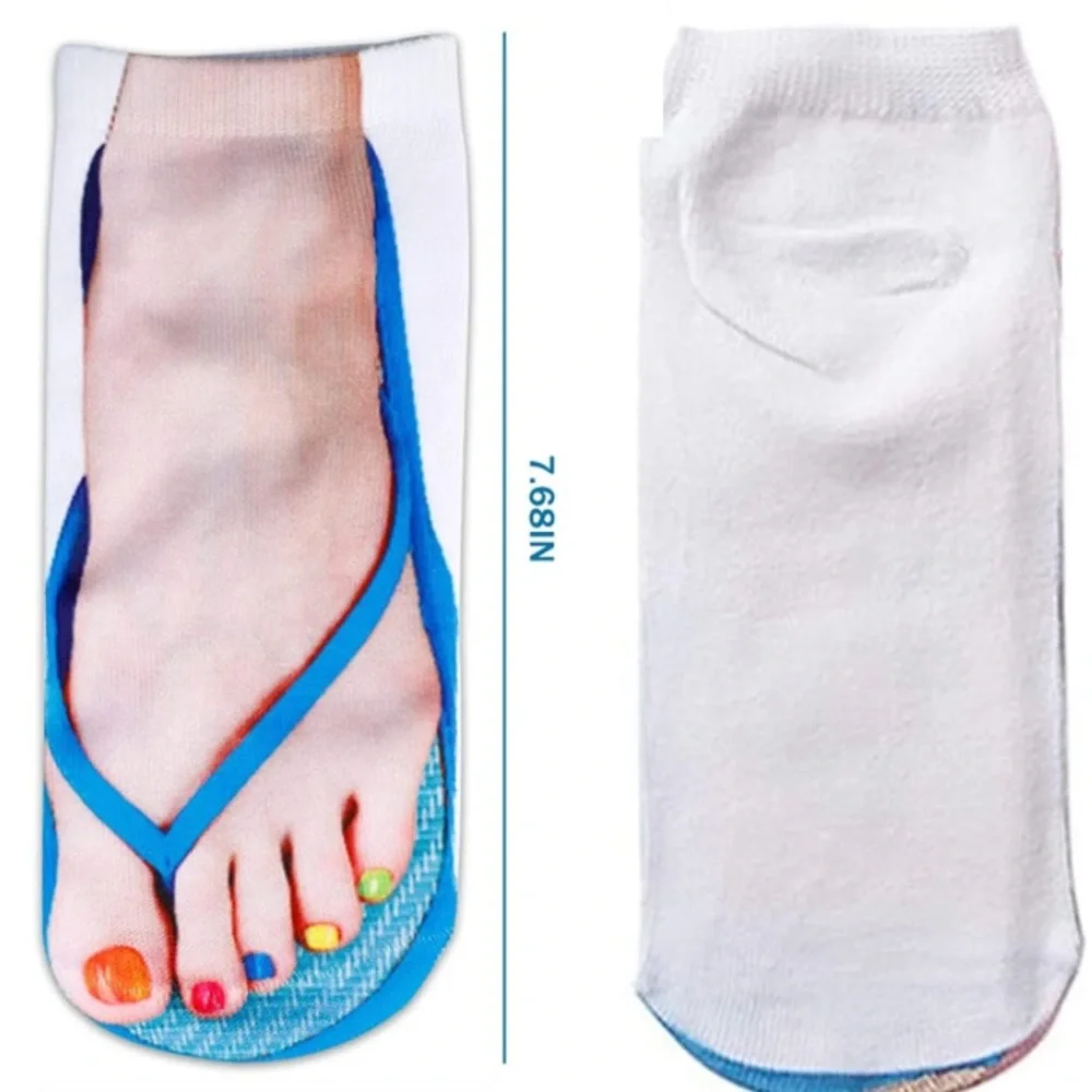 🆕FUN SOCKS: Multi-Color Thong Sandal Crew socks- Women’s size 6 to 8